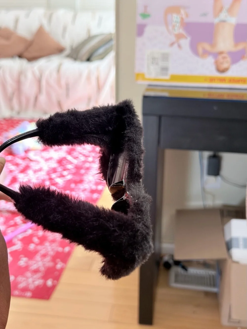 Black Fuzzy Cat Sunglasses - Plush Pet Accessory